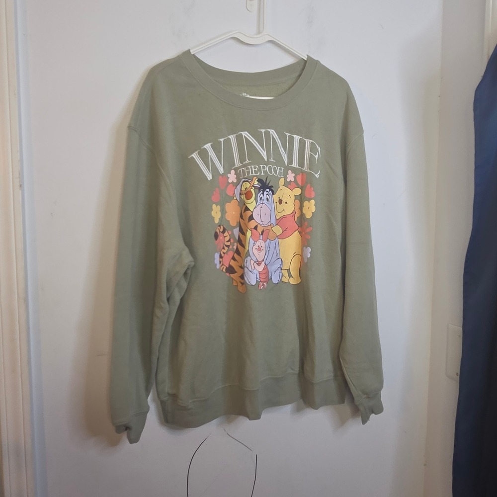 Disney Winnie the Pooh Friends‎ Sage Green Graphic Sweatshirt 2X Crewneck Top